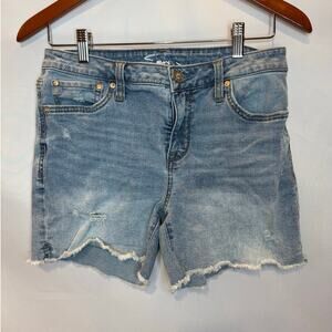 Seven7 Weekend Short 4 Womens Denim Cut Off Casual Stretch Midi Raw Hem